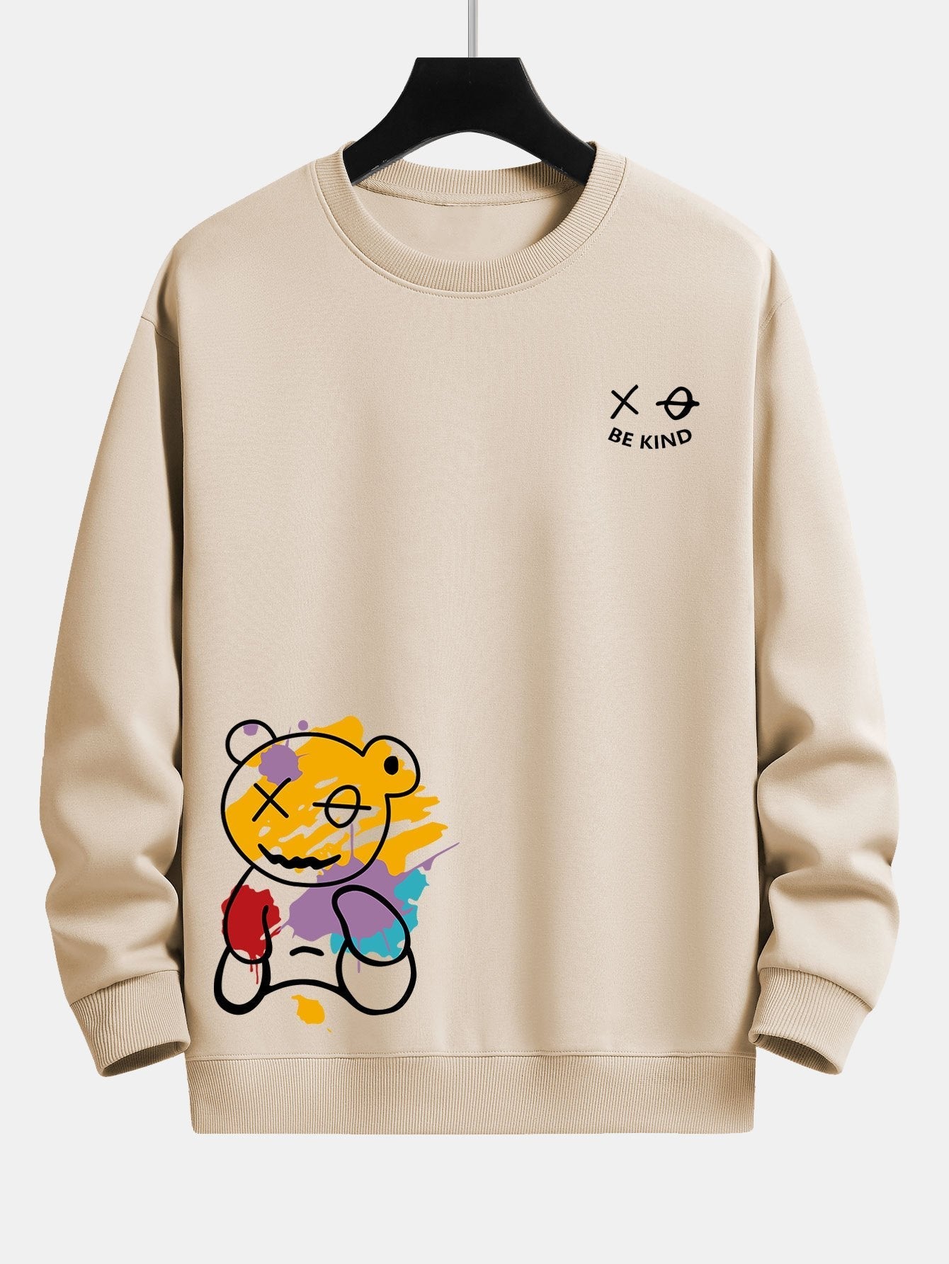 Relaxed Fit Sweatshirt with Graffiti Bear Print