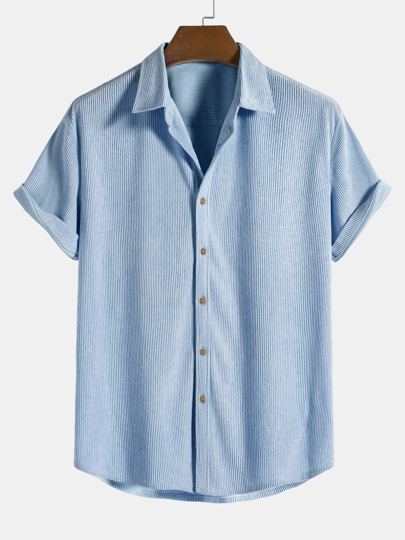 Short Sleeve Corduroy Button-Up Shirt