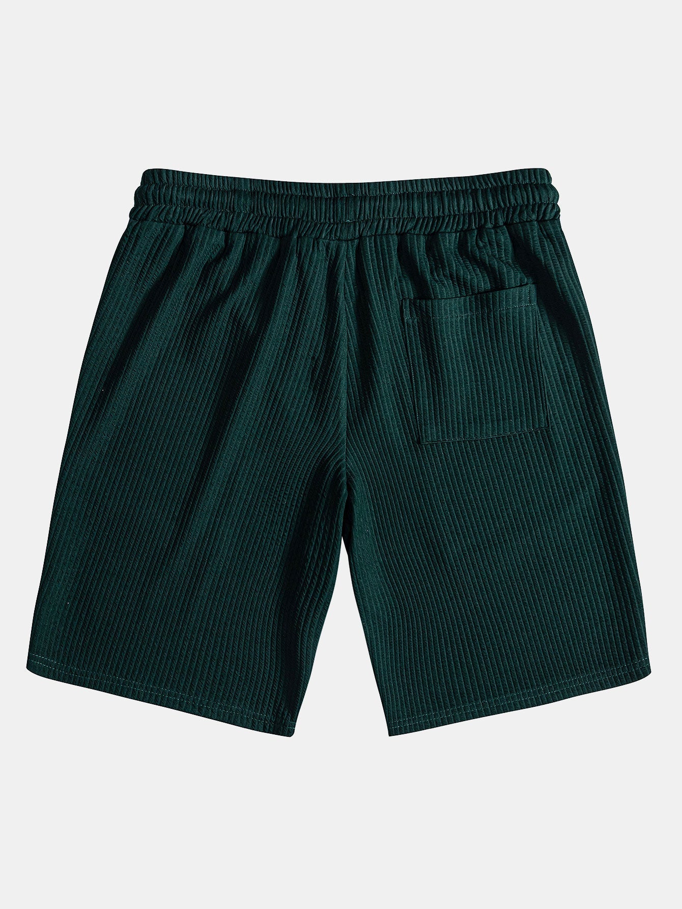 Ribbed Button-Up Shirt and Shorts Set in Muscle Fit