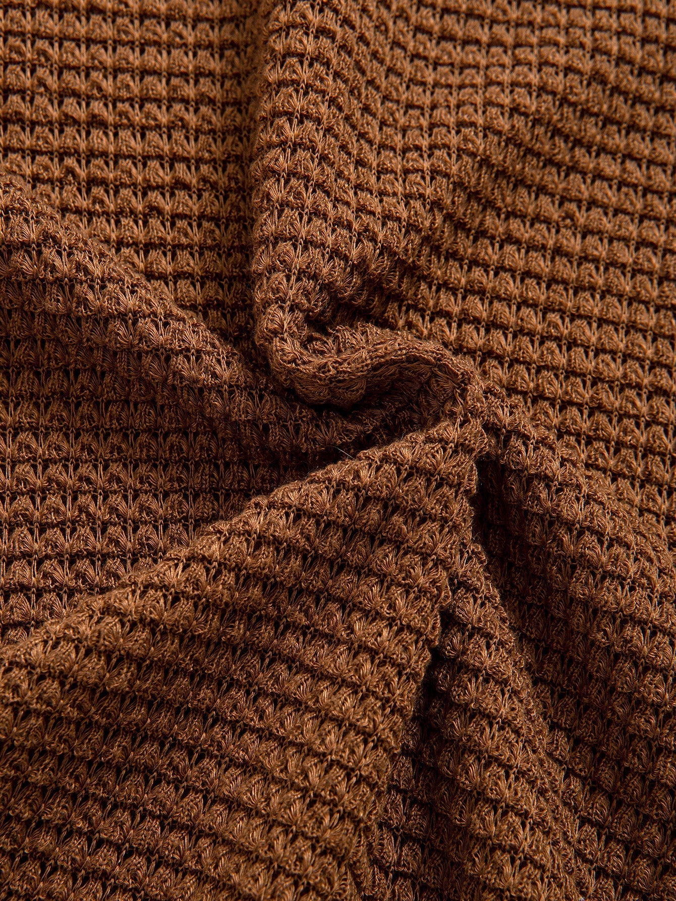 Short Sleeve Waffle Knit T-Shirt with Ribbed Hem