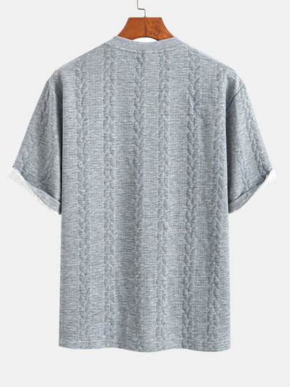 Relaxed Fit Mid-Length Sleeve Twisted Jacquard Tee & Shorts Set