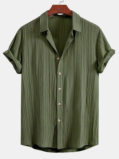 Textured Button-Up Shirt with Wrinkle Finish