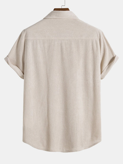Short Sleeve Corduroy Button-Up Shirt