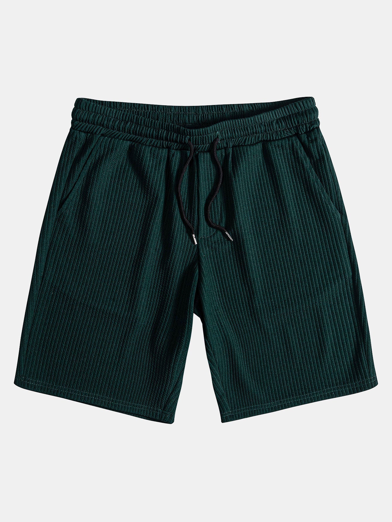 Ribbed Button-Up Shirt and Shorts Set in Muscle Fit