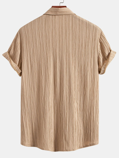 Textured Button-Up Shirt with Wrinkle Finish