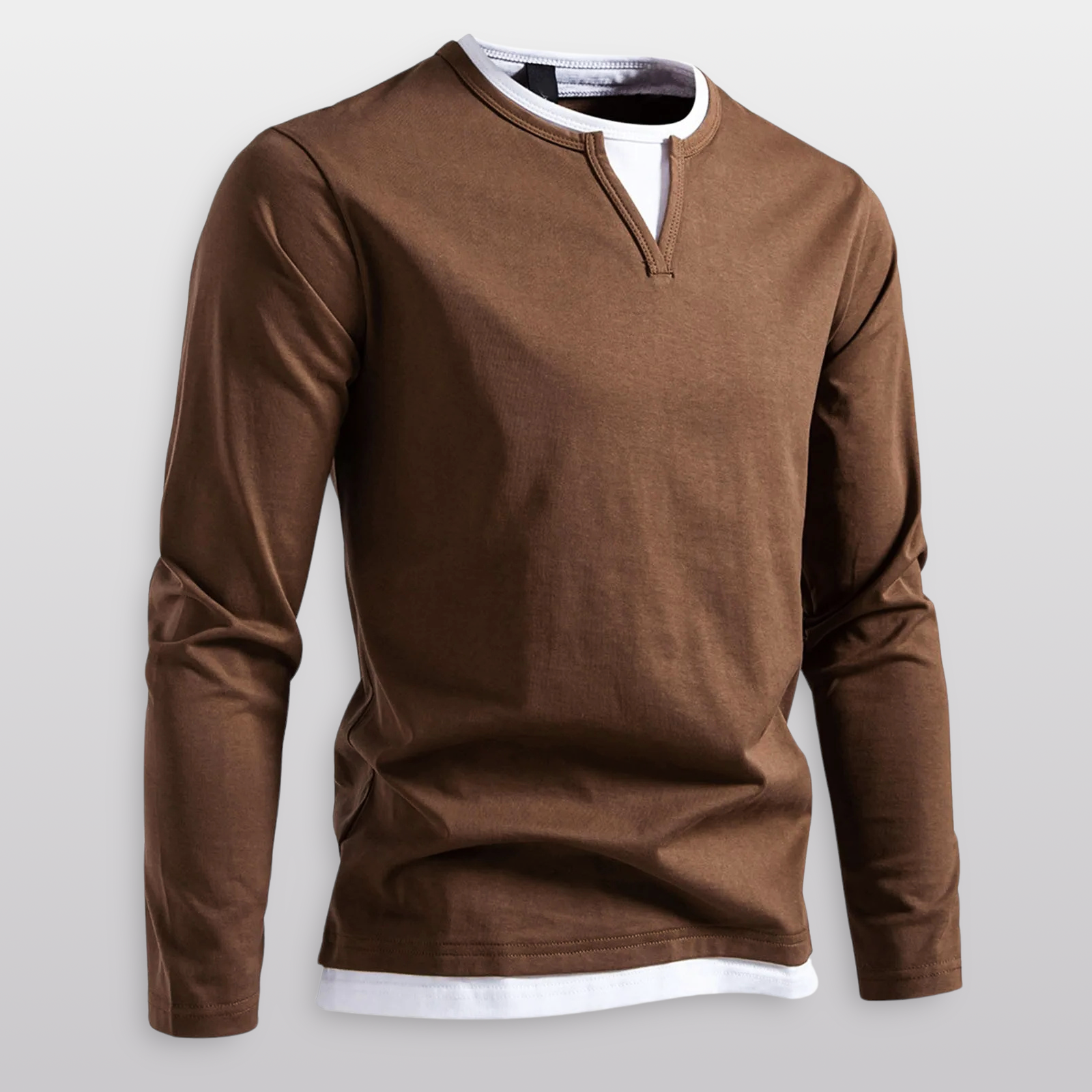 Kai Layered V-Notch Long Sleeve Shirt