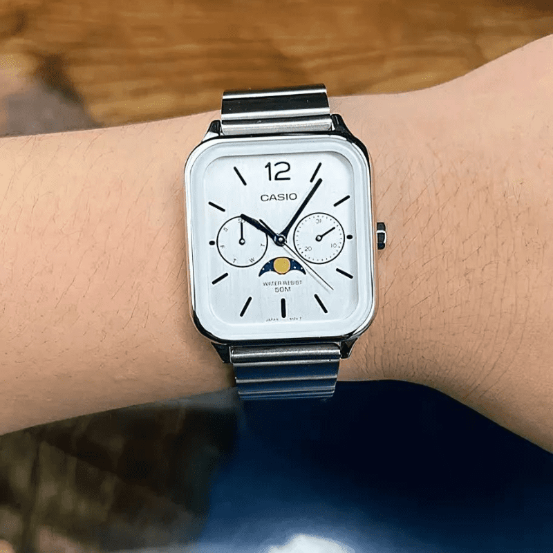 C A S I O Lunar 36 mm Watch - Water Resistant | Stainless Steel