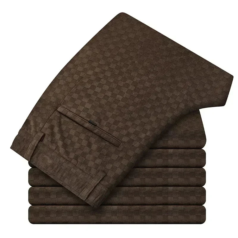 Corduroy Checkered Pants Brown