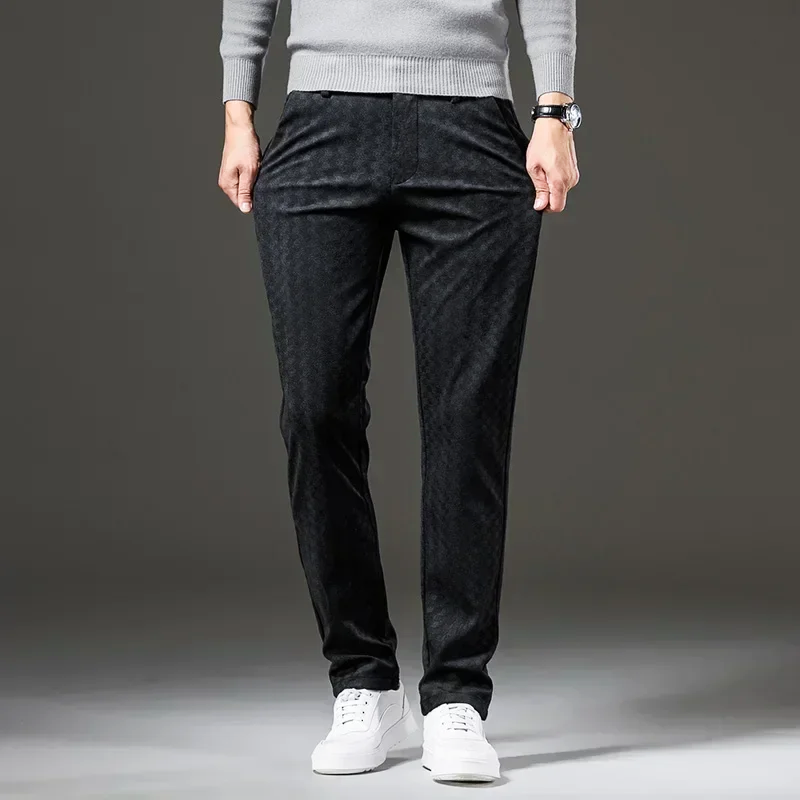 Corduroy Checkered Pants Brown
