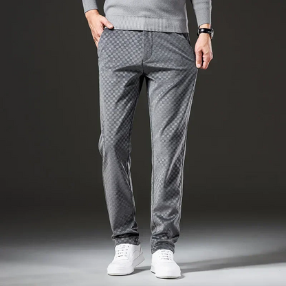 Corduroy Checkered Pants Brown