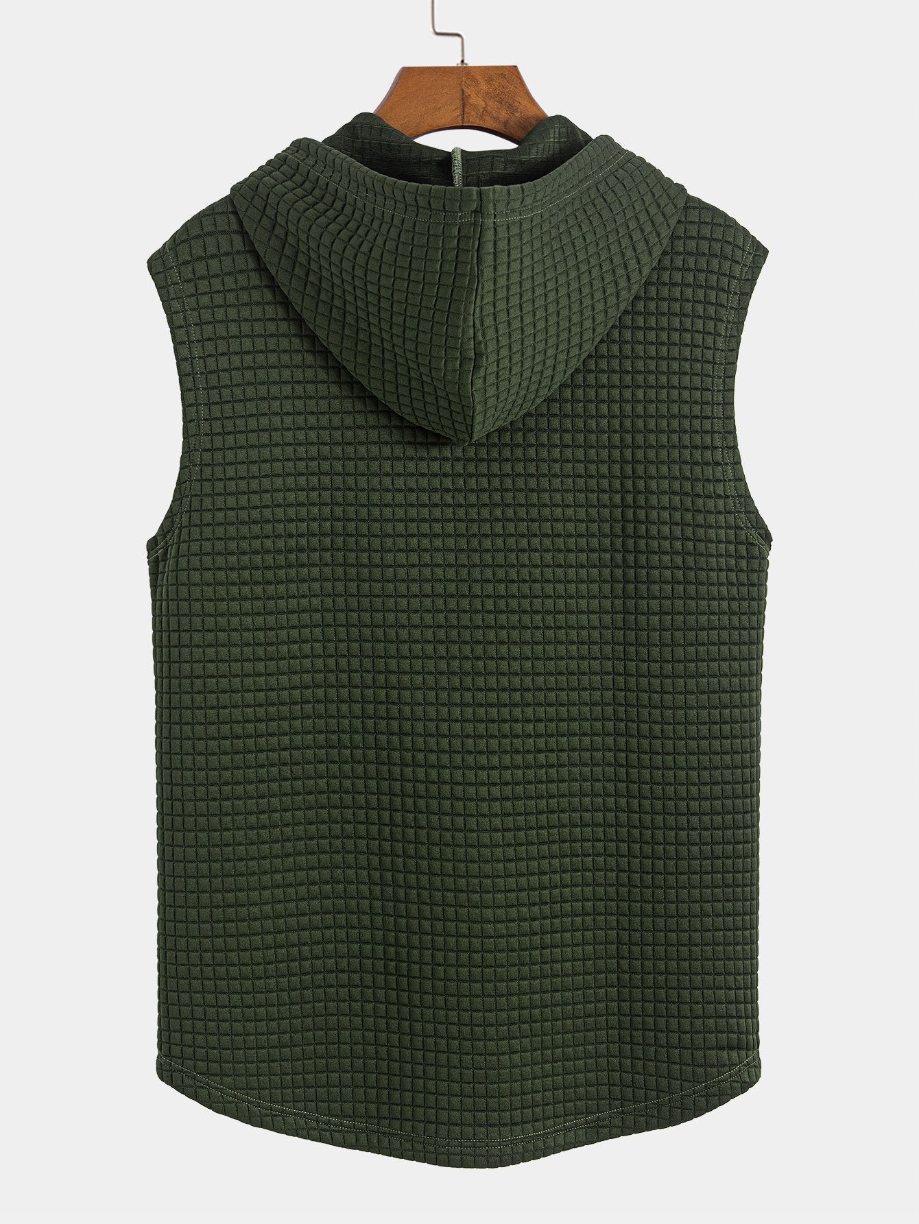 Waisted Sleeveless Hooded Waffle Vest
