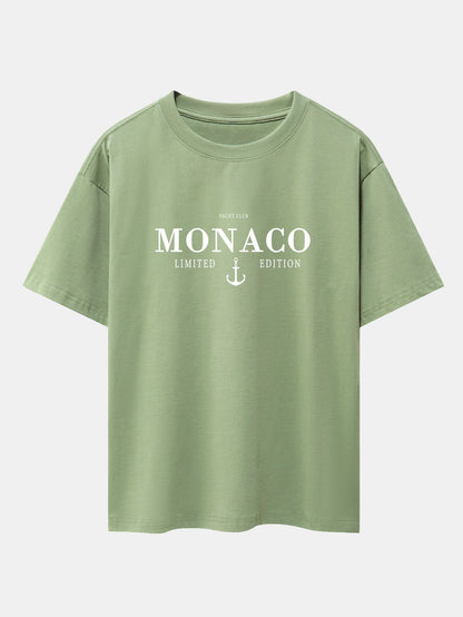 Monaco Oversized T-Shirt with Slogan Print and Drop Shoulders