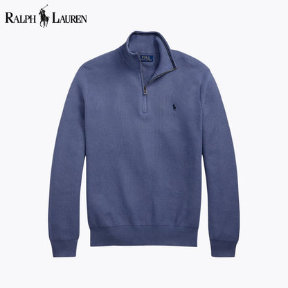 RL Mesh-Knit Cotton Quarter-Zip Sweater