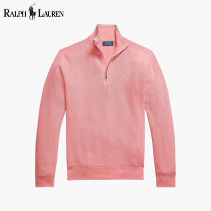 RL Mesh-Knit Cotton Quarter-Zip Sweater